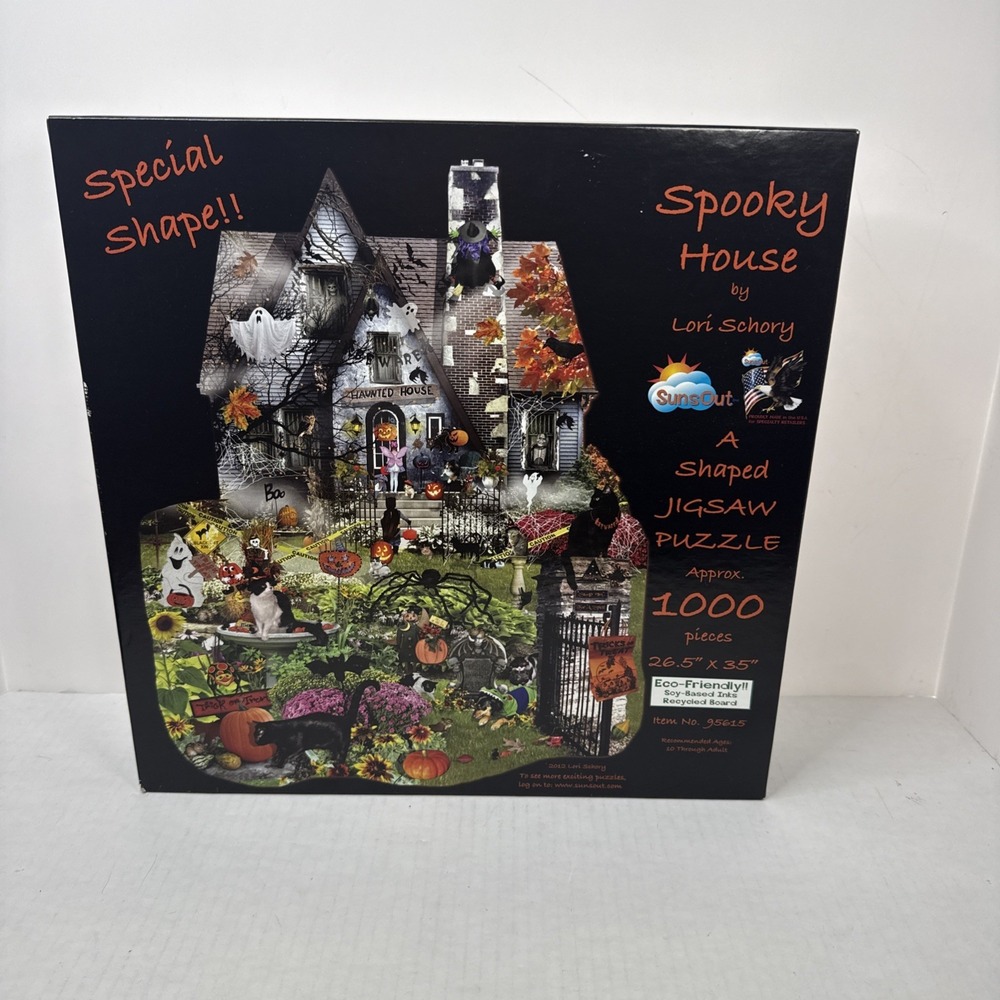 NEW Sealed Spooky House Puzzle SunsOut Lori Schory Halloween Shaped 1000 Pc